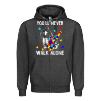 Charcoal Heather autism dad you will never walk alone support autism son t shirt Zipper Hoodie - linhVisuals