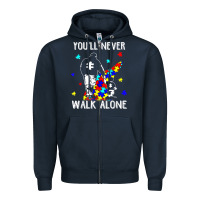 Navy autism dad you will never walk alone support autism son t shirt Zipper Hoodie - linhVisuals