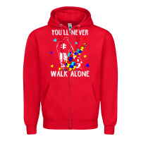 Red autism dad you will never walk alone support autism son t shirt Zipper Hoodie - linhVisuals