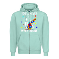 Seafoam autism dad you will never walk alone support autism son t shirt Zipper Hoodie - linhVisuals