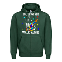 Sports Green autism dad you will never walk alone support autism son t shirt Zipper Hoodie - linhVisuals