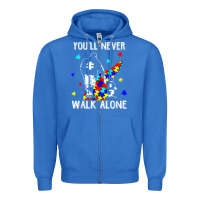 True Royal autism dad you will never walk alone support autism son t shirt Zipper Hoodie - linhVisuals