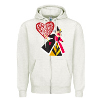 Oatmeal Heather alice in wonderland queen of hearts off with their heads tank top Zipper Hoodie - linhVisuals