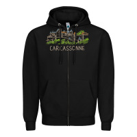 Black carcassonne france unique hand drawn art gift men women t shirt Zipper Hoodie - linhVisuals