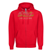 Red carcassonne france unique hand drawn art gift men women t shirt Zipper Hoodie - linhVisuals