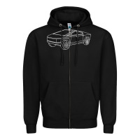 Black cybertrucks line art pocket futuristic ev truck cyber design t shirt Zipper Hoodie - linhVisuals