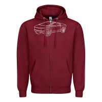 Burgundy cybertrucks line art pocket futuristic ev truck cyber design t shirt Zipper Hoodie - linhVisuals