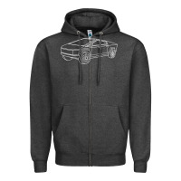 Charcoal Heather cybertrucks line art pocket futuristic ev truck cyber design t shirt Zipper Hoodie - linhVisuals