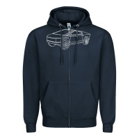 Navy cybertrucks line art pocket futuristic ev truck cyber design t shirt Zipper Hoodie - linhVisuals
