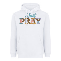White Just Pray Heavyweight Hoodie - JahusDesignShop