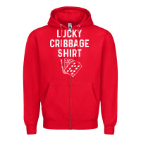 Red funny cribbage shirt lucky card game player lover gift t shirt Zipper Hoodie - linhVisuals