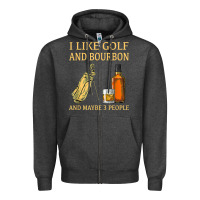 Charcoal Heather i like golf and bourbon and maybe 3 people t shirt Zipper Hoodie - linhVisuals