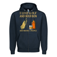 Navy i like golf and bourbon and maybe 3 people t shirt Zipper Hoodie - linhVisuals