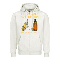 Oatmeal Heather i like golf and bourbon and maybe 3 people t shirt Zipper Hoodie - linhVisuals