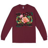 Burgundy With god all things are possible leopard frame Long Sleeve Tee - LillyAllenDesigns
