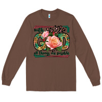 Chestnut With god all things are possible leopard frame Long Sleeve Tee - LillyAllenDesigns