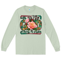 Matcha With god all things are possible leopard frame Long Sleeve Tee - LillyAllenDesigns