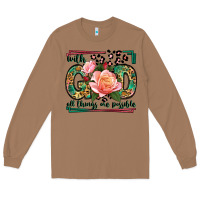 Toasted Coconut With god all things are possible leopard frame Long Sleeve Tee - LillyAllenDesigns