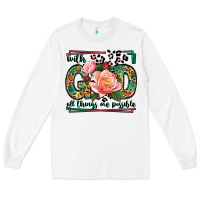 White With god all things are possible leopard frame Long Sleeve Tee - LillyAllenDesigns