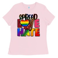 Bubblegum Pink spread love not hate Ladies Tee - FaDigitalArtStudio