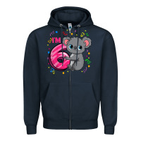 Navy kids 6th birthday shirt for girls koala bear 6 years old t shirt Zipper Hoodie - linhVisuals