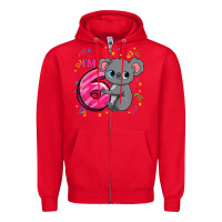 Red kids 6th birthday shirt for girls koala bear 6 years old t shirt Zipper Hoodie - linhVisuals