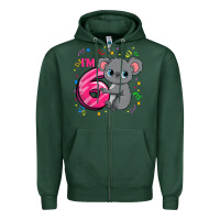 Sports Green kids 6th birthday shirt for girls koala bear 6 years old t shirt Zipper Hoodie - linhVisuals
