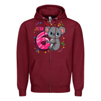 Burgundy kids 6th birthday shirt for girls koala bear 6 years old t shirt Zipper Hoodie - linhVisuals