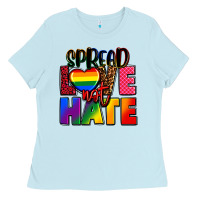 Baby Blue spread love not hate Ladies Tee - FaDigitalArtStudio