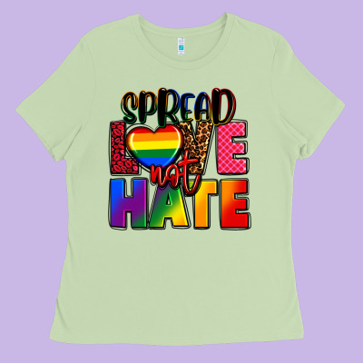 Spread Love Not Hate Ladies Tee Designed By Fadigitalartstudio