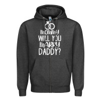 Charcoal Heather kids mommy will you marry my daddy funny marriage proposal t shirt Zipper Hoodie - linhVisuals