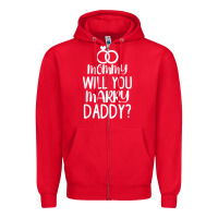 Red kids mommy will you marry my daddy funny marriage proposal t shirt Zipper Hoodie - linhVisuals