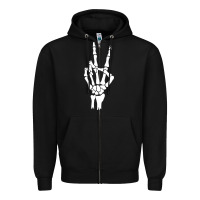 Black skeleton peace Zipper Hoodie - linhVisuals
