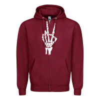 Burgundy skeleton peace Zipper Hoodie - linhVisuals
