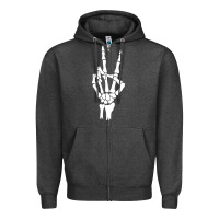 Charcoal Heather skeleton peace Zipper Hoodie - linhVisuals