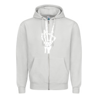 Dove Grey skeleton peace Zipper Hoodie - linhVisuals