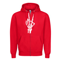 Red skeleton peace Zipper Hoodie - linhVisuals