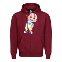 Burgundy jj cocomelon babyshark Zipper Hoodie - linhVisuals
