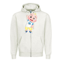 Oatmeal Heather jj cocomelon babyshark Zipper Hoodie - linhVisuals
