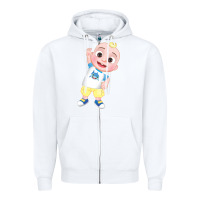 White jj cocomelon babyshark Zipper Hoodie - linhVisuals