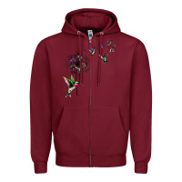 Burgundy bird hummingbird dandelion flowers shirt for women men t shirt Zipper Hoodie - linhVisuals