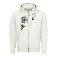 Oatmeal Heather bird hummingbird dandelion flowers shirt for women men t shirt Zipper Hoodie - linhVisuals