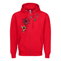 Red bird hummingbird dandelion flowers shirt for women men t shirt Zipper Hoodie - linhVisuals