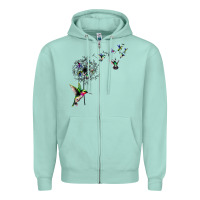 Seafoam bird hummingbird dandelion flowers shirt for women men t shirt Zipper Hoodie - linhVisuals