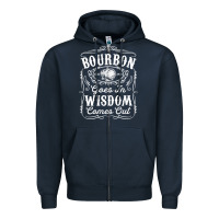 Navy bourbon goes in wisdom comes out funny whiskey lover gift premium t sh Zipper Hoodie - linhVisuals