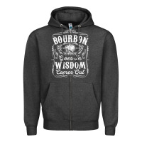 Charcoal Heather bourbon goes in wisdom comes out funny whiskey lover gift premium t sh Zipper Hoodie - linhVisuals
