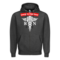 Charcoal Heather emergency department nursing er registered nurse rn caduceus raglan ba Zipper Hoodie - linhVisuals