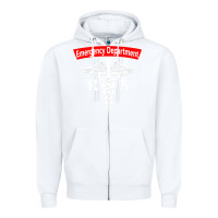 White emergency department nursing er registered nurse rn caduceus raglan ba Zipper Hoodie - linhVisuals