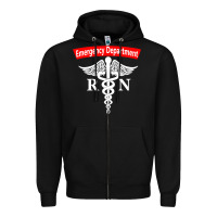 Black emergency department nursing er registered nurse rn caduceus raglan ba Zipper Hoodie - linhVisuals