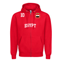 Red egypt team sports number 10 soccer egyptian flag t shirt Zipper Hoodie - linhVisuals